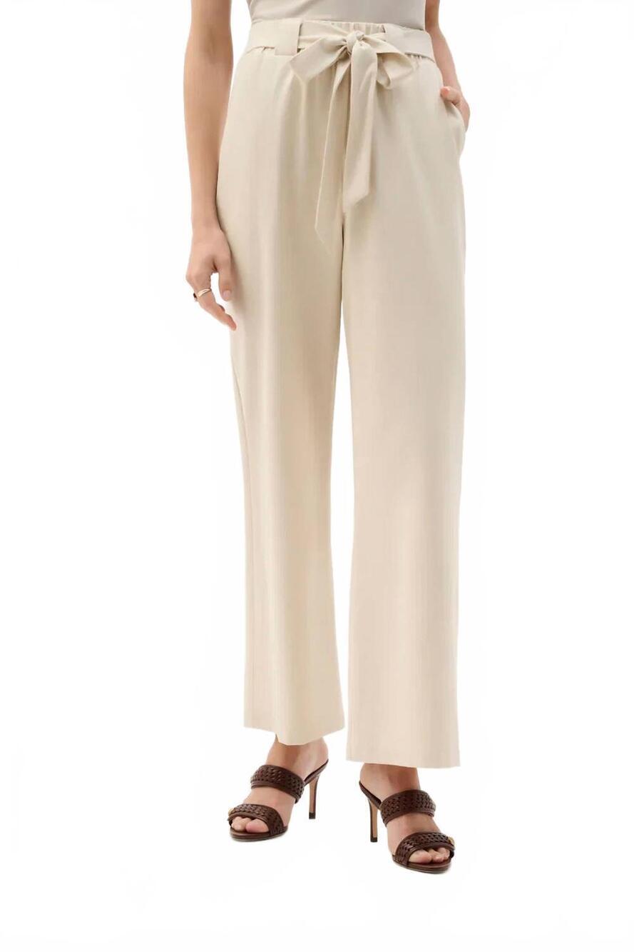 NEW JOSEPH RIBKOFF linen woven pull-on wide leg pants in natural